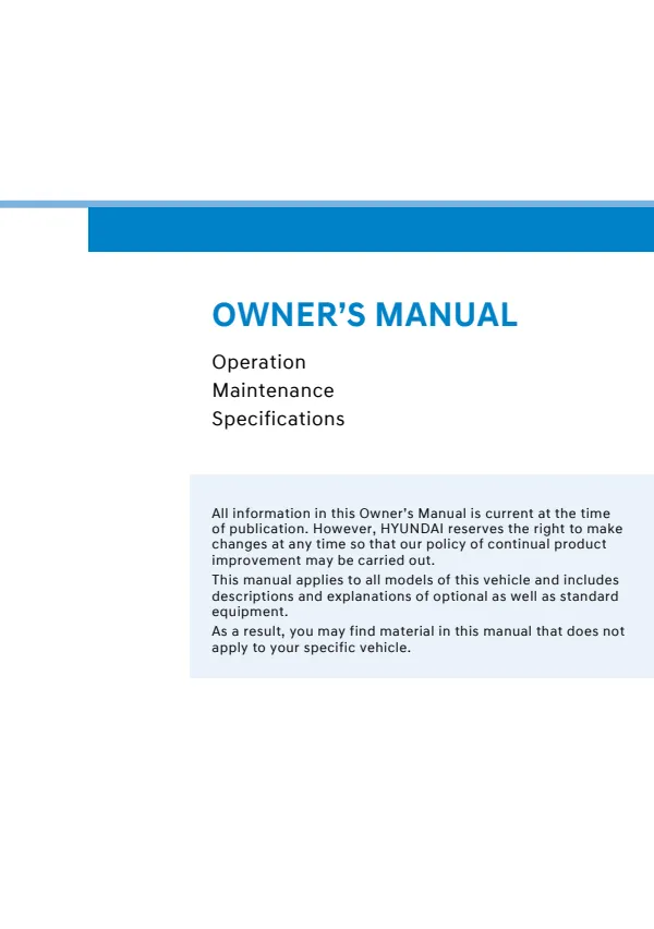 Cover of the 2026 Hyundai Tucson owner manual