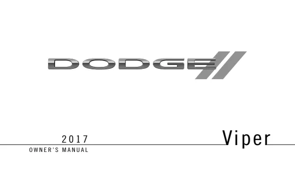 Cover of the 2017 Dodge Viper owner manual
