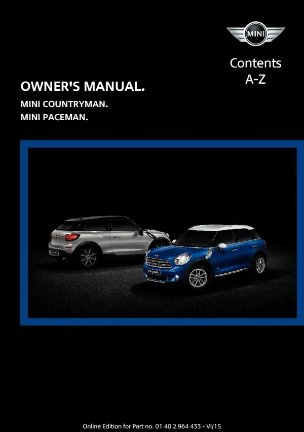 Cover of the 2016 MINI Paceman owner manual