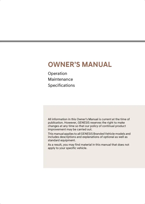 Cover of the 2026 Genesis GV70 owner manual