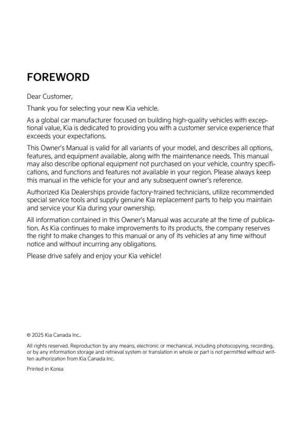 Cover of the 2026 Kia Sedona owner manual