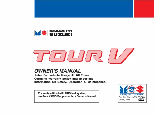 Cover of the 2026 Suzuki Tour V owner manual