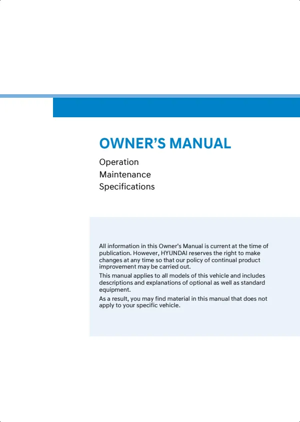 Cover of the 2027 Hyundai Sonata owner manual