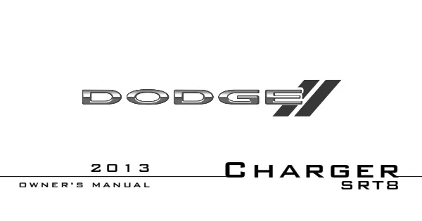Cover of the 2013 Dodge Charger SRT8 owner manual