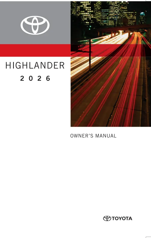 Cover of the 2026 Toyota Highlander owner's manual