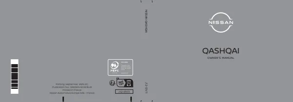 Cover of the 2025 Nissan Qashqai owner's manual