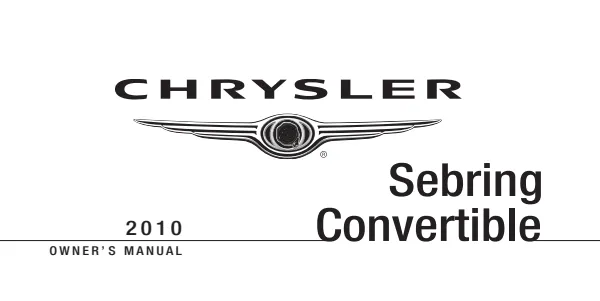 Cover of the 2010 Chrysler Sebring Convertible owner manual