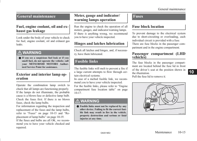 Fuse information on page 273 of the 2018 Mitsubishi Mirage manual