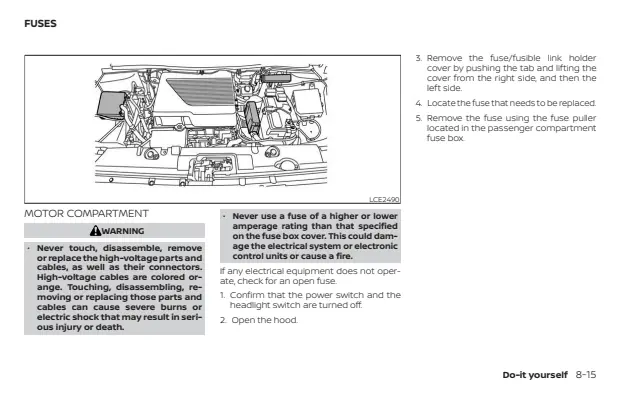 Fuse information on page 536 of the 2025 Nissan Leaf manual