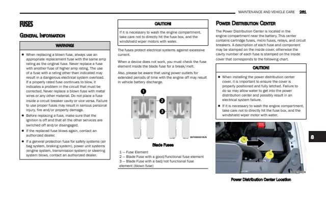 Fuse information on page 263 of the 2026 Ram Chassis Cab manual