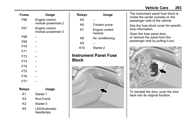 Fuse information on page 294 of the 2020 GMC Acadia manual