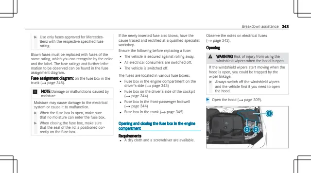 Fuse information on page 345 of the 2024 Mercedes-Benz CLE manual