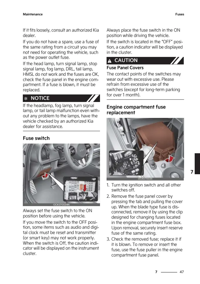 Fuse information on page 458 of the 2023 Kia Stinger manual