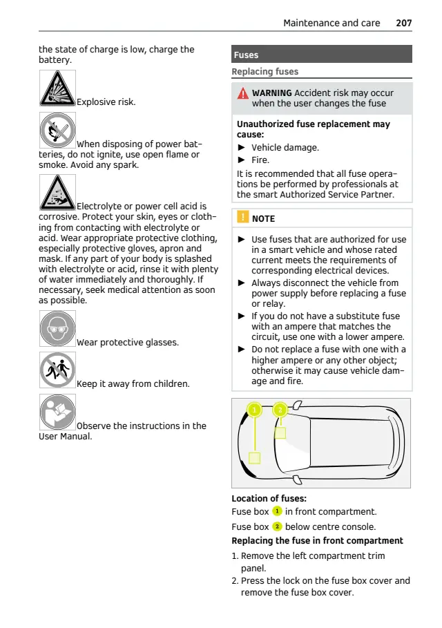 Fuse information on page 208 of the 2026 smart #3 manual