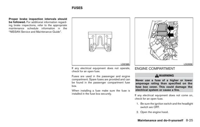 Fuse information on page 400 of the 2016 Nissan Frontier manual