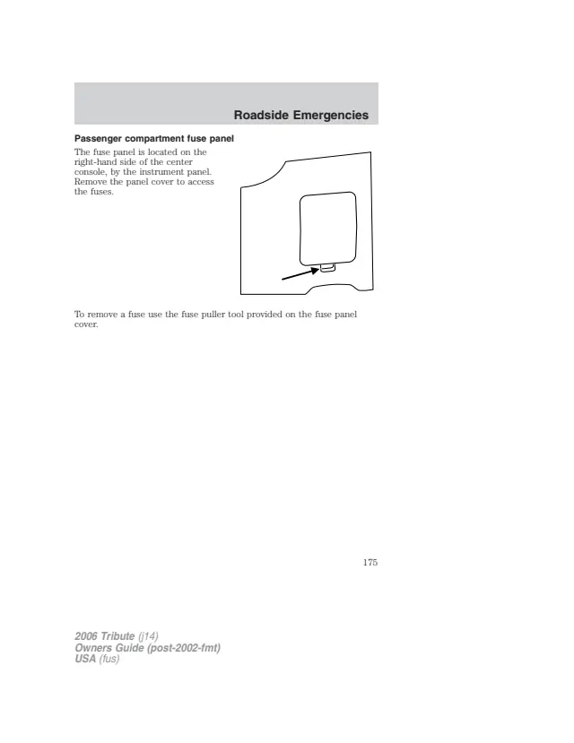 Fuse information on page 175 of the 2006 Mazda Tribute manual