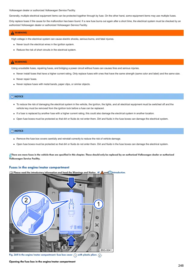 Fuse information on page 248 of the 2020 Volkswagen Atlas manual