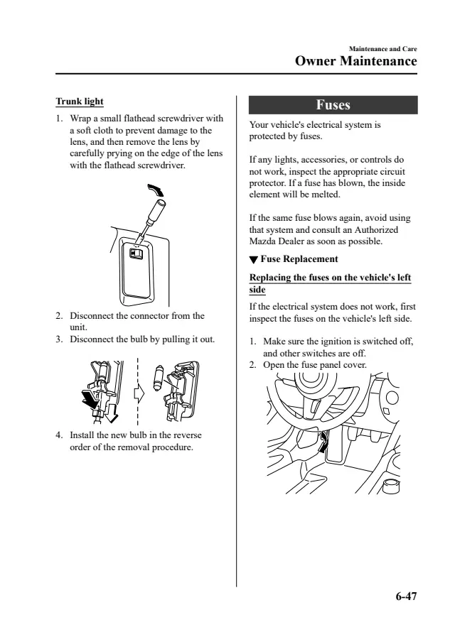 Fuse information on page 344 of the 2021 Mazda MX-5 Miata manual