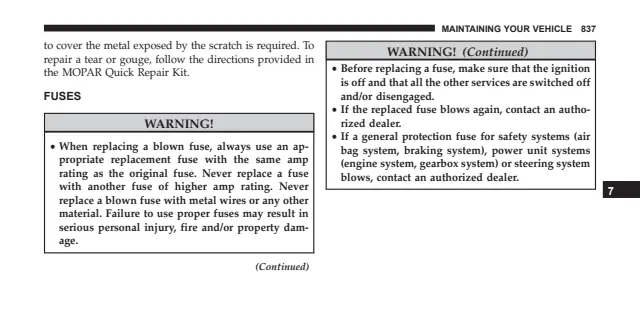 Fuse information on page 839 of the 2016 Ram 1500 manual