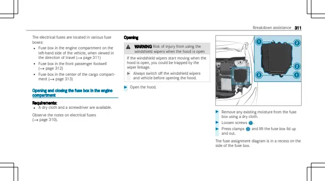 Fuse information on page 313 of the 2023 Mercedes-Benz EQB manual