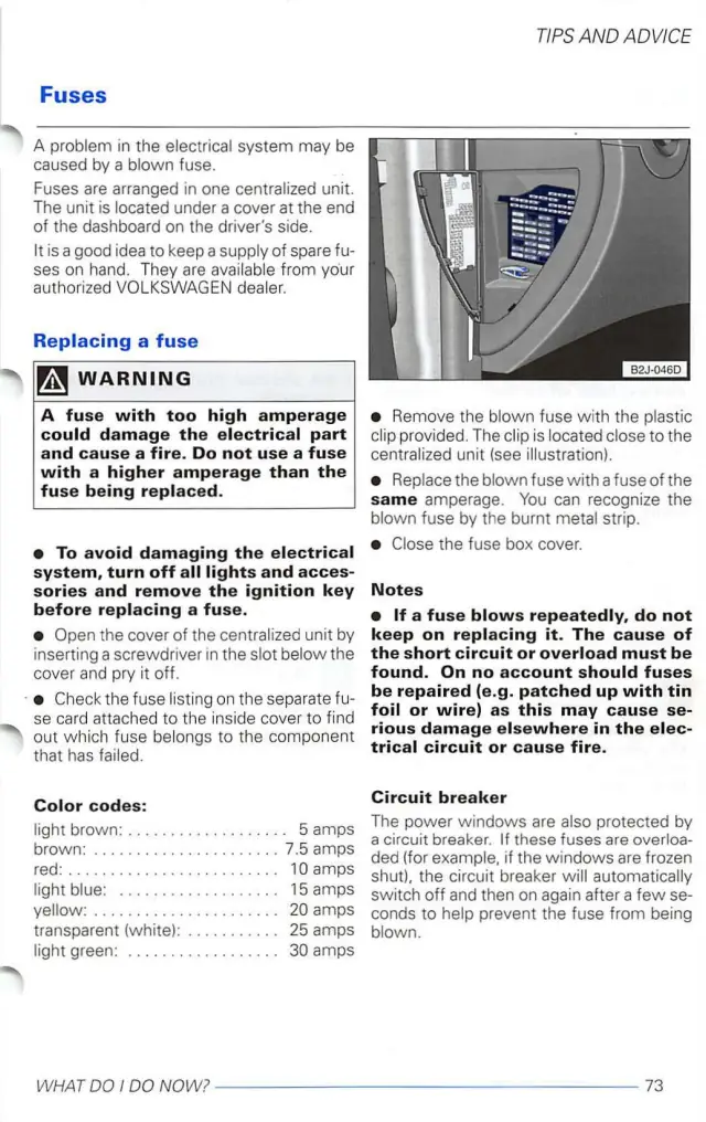 Fuse information on page 434 of the 2003 Volkswagen Passat manual