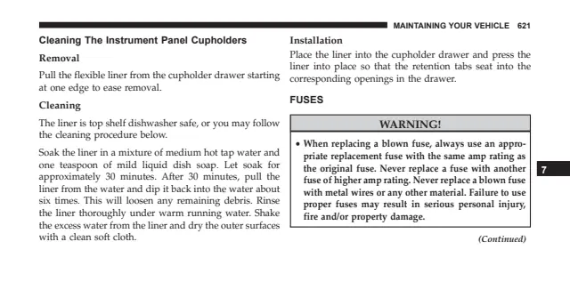 Fuse information on page 623 of the 2014 Dodge Caravan manual