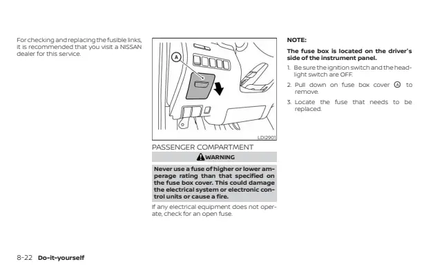 Fuse information on page 418 of the 2023 Nissan Murano manual