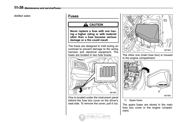 Fuse information on page 506 of the 2016 Subaru Legacy manual