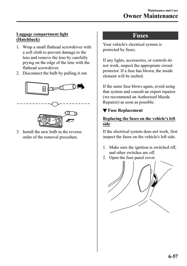 Fuse information on page 615 of the 2020 Mazda Mazda2 manual