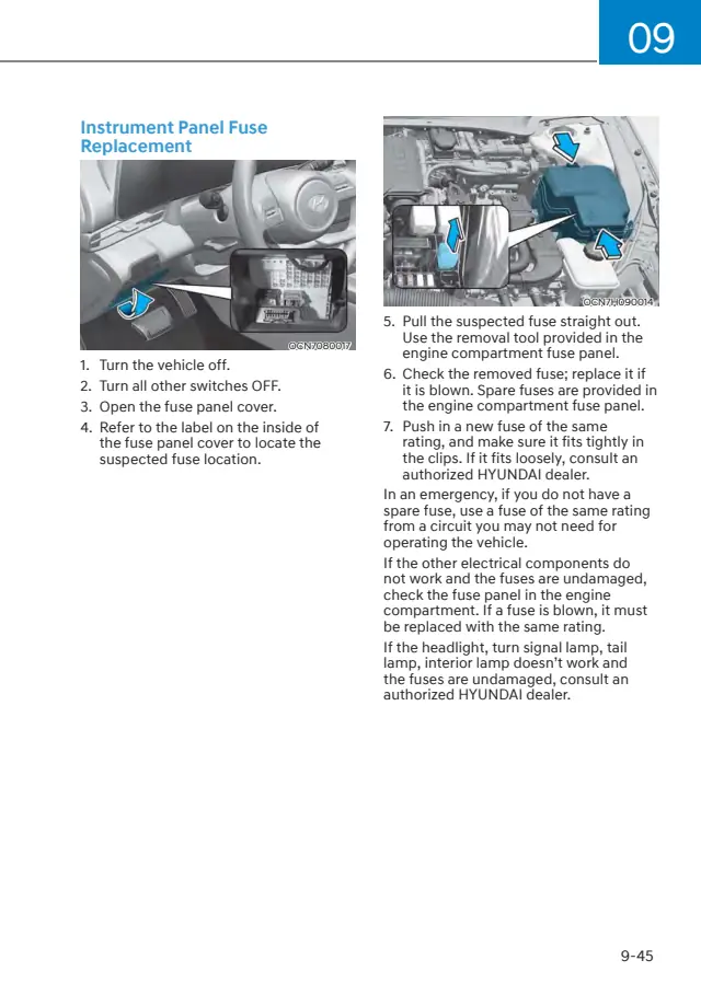 Fuse information on page 513 of the 2023 Hyundai Elantra Hybrid manual