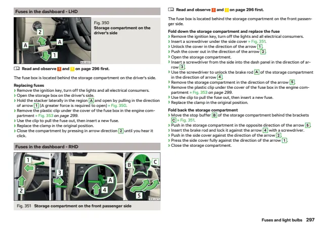 Fuse information on page 299 of the 2019 Skoda Octavia manual