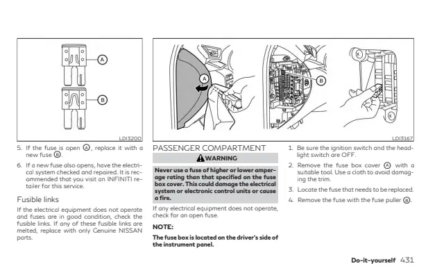 Fuse information on page 441 of the 2025 Infiniti QX55 manual