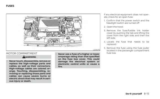 Fuse information on page 540 of the 2022 Nissan Leaf manual