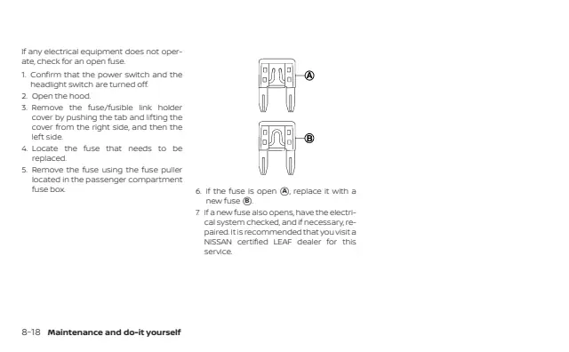 Fuse information on page 525 of the 2019 Nissan Leaf manual