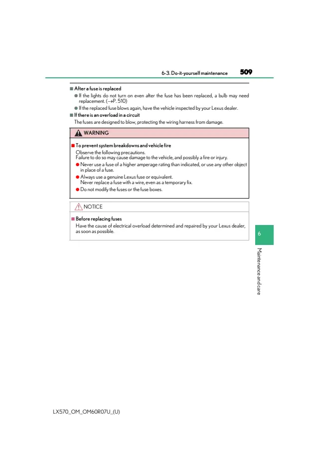 Fuse information on page 509 of the 2019 Lexus LX570 manual