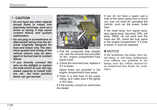 Fuse information on page 596 of the 2020 Kia Niro Hybrid EV manual