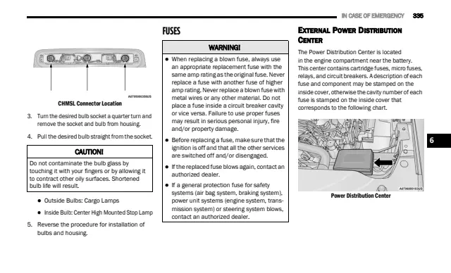 Fuse information on page 337 of the 2020 Ram 1500 manual
