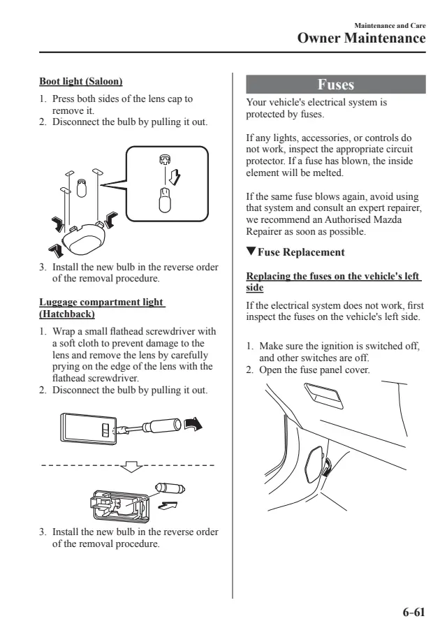 Fuse information on page 521 of the 2016 Mazda Mazda2 manual