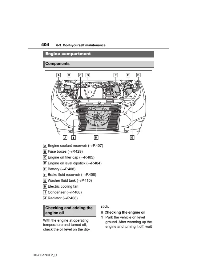 Fuse information on page 404 of the 2022 Toyota Highlander manual