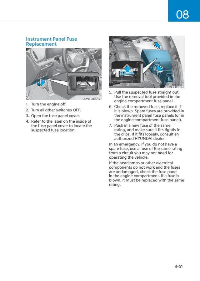 Fuse information on page 521 of the 2024 Hyundai Sonata manual