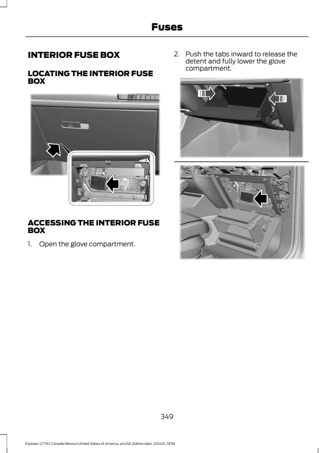 Fuse information on page 353 of the 2025 Ford Explorer manual