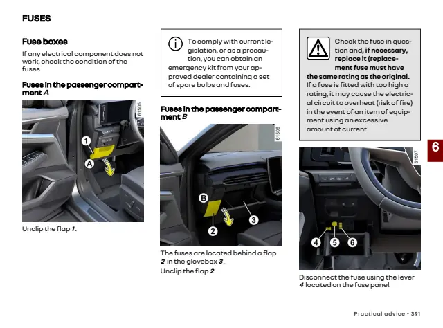 Fuse information on page 393 of the 2026 Renault Austral manual