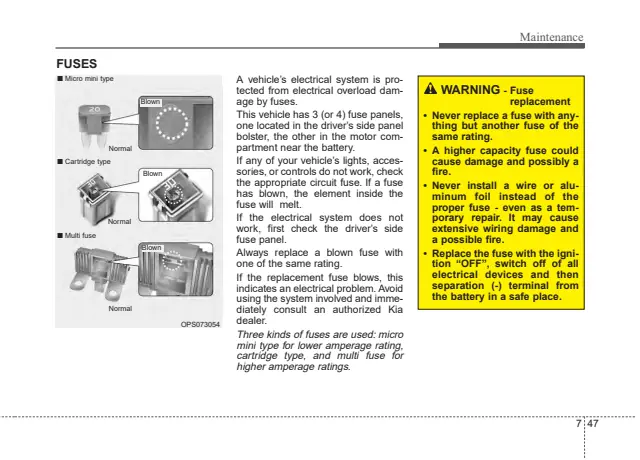 Fuse information on page 310 of the 2015 Kia Soul EV manual