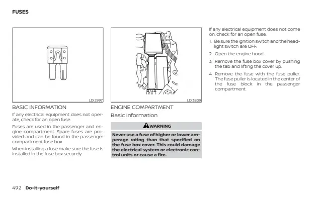Fuse information on page 502 of the 2025 Nissan Murano manual