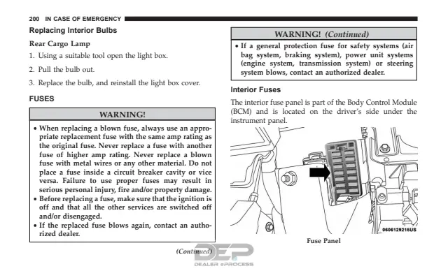 Fuse information on page 202 of the 2018 Fiat 500 manual