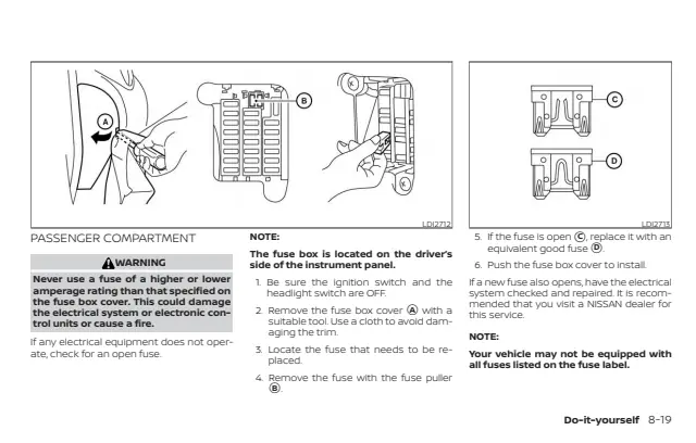 Fuse information on page 274 of the 2019 Nissan Micra manual