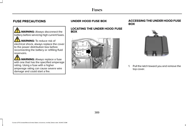 Fuse information on page 393 of the 2025 Lincoln Corsair manual