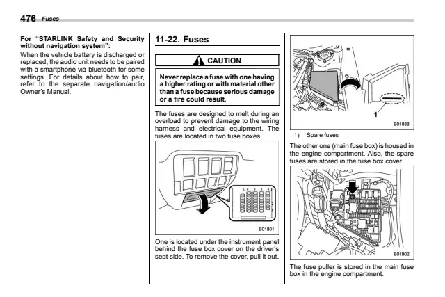 Fuse information on page 480 of the 2019 Subaru Forester manual