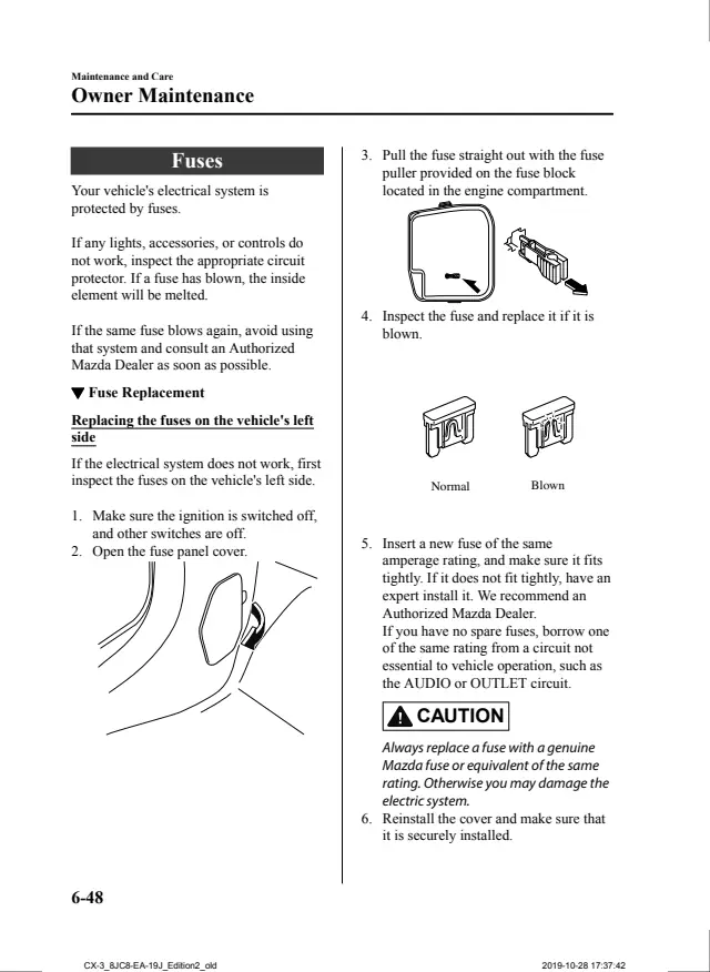 Fuse information on page 472 of the 2020 Mazda CX-3 manual