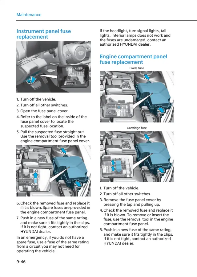 Fuse information on page 470 of the 2025 Hyundai Elantra manual